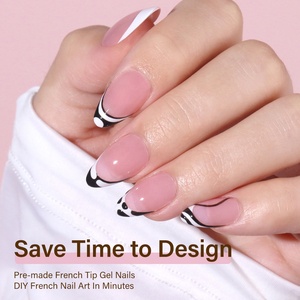 240 <span class=keywords><strong>Uñas</strong></span> Postizas Realistas con Logotipo Personalizado al por Mayor, <span class=keywords><strong>Uñas</strong></span> Postizas Cortas Cuadradas <span class=keywords><strong>Decoradas</strong></span> con Punta Francesa Blanca - Product Image 2