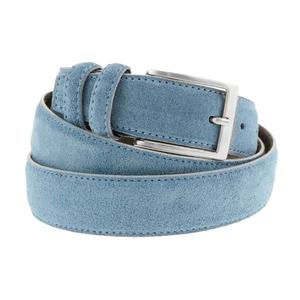 Cinturones de Gamuza Azul Claro de Cuero Italiano Genuino de Alta Calidad de 3.5cm/1.37in con Hebillas de Aleación para Venta al por Mayor, 6 Piezas en una Caja - Product Image 1