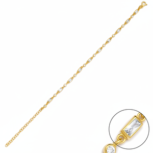 Elegant Design Baguette Cut Clear Zircon Stone <b>Charm</b> <b>Bracelet</b> Wholesale Turkish Handmade 925 Sterling <b>Silver</b> Jewelry - Product Image 2