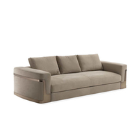 Sofá Doble Azul de Cuero, Diseño Italiano, Muebles para Sala de Estar, Conjunto de Sofá y Sillón