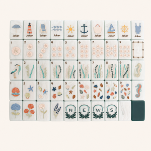 Jeu de tuiles de mahjong Ocean East Coast Sands, 160 pièces, 3 couches, tuiles en acrylique pliables, thème océan, pour cadeau, soirée de jeu de luxe - Product Image 1