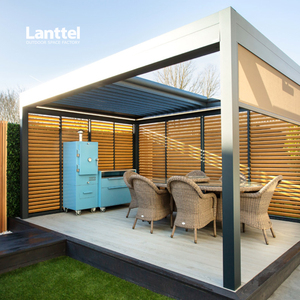 3x6m nhôm có thể thu vào mái pergola điều khiển từ xa có thể điều chỉnh mái nhà với trang trí WPC decking sân sau vườn - Product Image 3