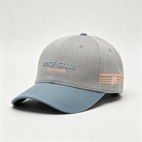 Gorra de Béisbol Bordada Personalizada de 6 Paneles con Diseño Retro de Auto de Carreras, Logotipo a Cuadros, Visera de Dos Colores, Ajustable, de Algodón, Deportiva, para Hombre