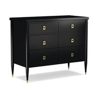 Commode à 6 tiroirs en bois de chêne noir de style français BF108, luxe léger, pour chambre à coucher, salon, entrée