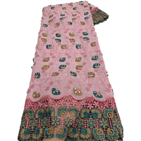 NI.AI Tissu en Coton Africain de Qualité Supérieure, Dentelle Suisse Appliquée, Motifs de Tissus Nigérians pour Mariage - Grande Vente