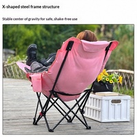 Chaise de camping extra-large et extra-épaisse à quatre positions avec repose-pieds, pliable et portable, pour l'extérieur ; structure en acier carbone renforcé