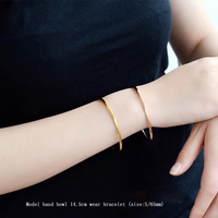Bracelet empilable rond minimaliste de haute qualité plaqué or 18 carats PVD, étanche, pour femmes, bijoux en acier inoxydable tendance