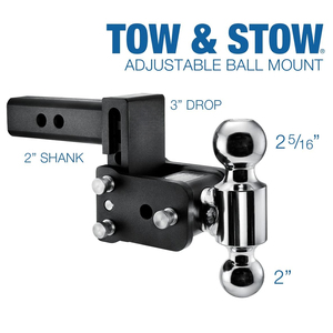 Römork Bağlantıları Çekme ve Saklama Ayarlanabilir Römork Bağlantı Topu Montaj Aparatı - 2 inç Alıcı Çift Top (2 inç X 2-5/16 inç) 3 inç Düşüş 10000 GTW'e Uyar - Product Image 3