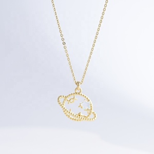 Precio de fábrica: Collar con colgante de mariposa y abanico de plata 925, circonita, planeta, para mejor amiga, boda, chapado en oro de 18k - Product Image 2