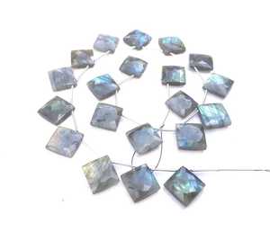Merveilleuse Collection 1 brin naturel Labradorite pierre précieuse à facettes forme carrée Briolette perles fabrication de bijoux - Product Image 4