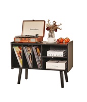 Table de tourne-disque pliable de grande taille, support de tourne-disque en bois avec support d'affichage pour vinyle, pour chambre à coucher et salon, table de chevet