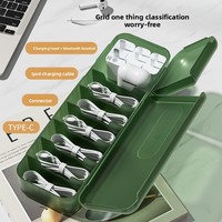 Boîte de rangement de bureau en plastique PP avec couvercle rabattable pour câbles de données, câbles de charge et accessoires de téléphone portable