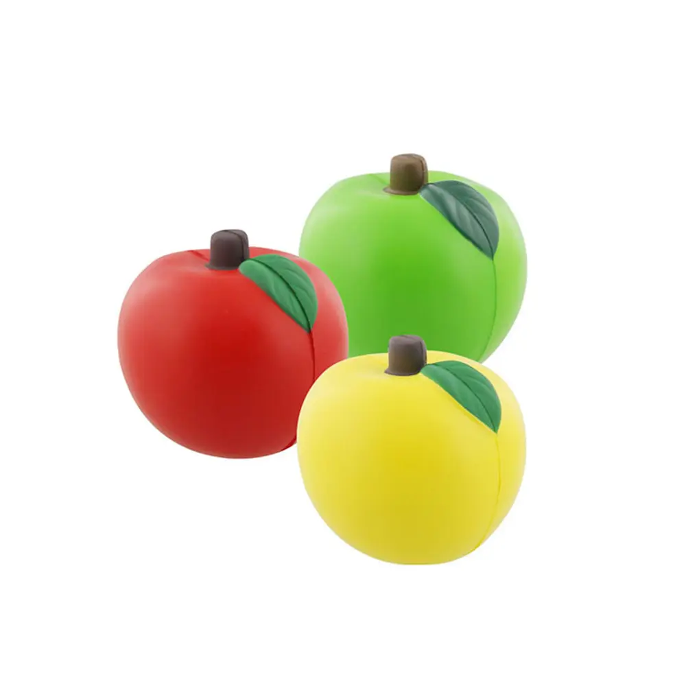 Custom Vormige Squishy Squeeze Anti-Stress Reliever Logo Gedrukt Brandable Fruit Kerst Apple Stress Bal Speelgoed