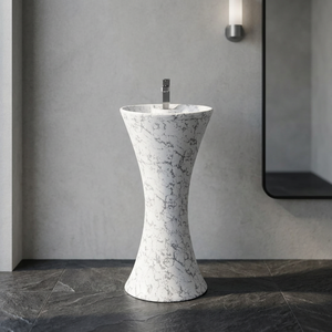 Lavabo Moderno con Pedestal, Sanitario de Cerámica, Lavabo con Pedestal de Mármol - Product Image 2