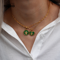 Colgante de corazón de Ángel de acero inoxidable chapado en oro de 18k para mujer, joyería, collar