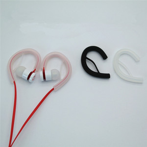 Sports Silicone Ear Hooks For 2.5mm-4.0mm Flat Cable Headphones With Red Wire And Clear Black White Options - Product Image 1