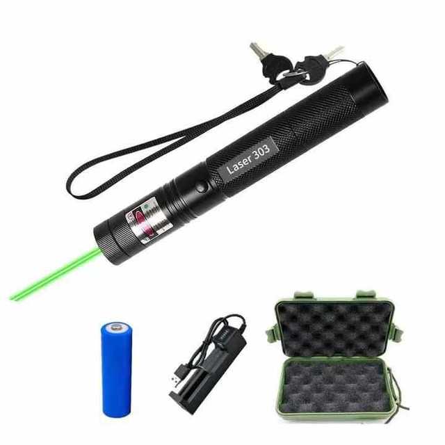 303 Plastic Laser LED Flashlight Starry-Sky Red-Green Light Pen USB Rechargeable Long-Range High-Power Pointer Torch