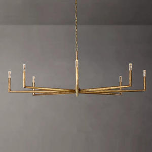 72" Hotel Banquet Hall Large Brass LED Chandelier American Designer Villa Living Room High-end Simple Retro Brass Chandelier - Product Image 1