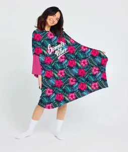 Floral weiche Frauen Erwachsenen gedruckt Nachthemd lange Nachtwäsche Bambus Erwachsenen Schlaf T-Shirt übergroße schlafende T-Shirt Kleid