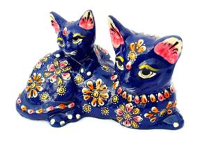 Statue de chaton peinte en métal artisanal Nirmala, émail indien fait main, jouet Feng Shui ovale, décoration d'intérieur du Rajasthan - Product Image 2