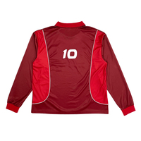 Maillot de football personnalisé à manches longues pour homme, col vintage, uniforme de football, panneau contrastant, sublimation, maillot de sport, logo personnalisé