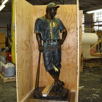 Sculpture de joueur de baseball en laiton moulé en usine, taille réelle, statue de bronze d'homme jouant au baseball