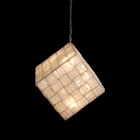 Luminaire suspendu en cristal de roche naturel Rubik's Cube moderne et créatif, lumière LED décorative pour hôtel, villa, salon, chambre à coucher