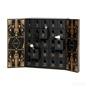Luxury Black 25 Days Advent Calendar <b>Box</b> with Gold Foil Foldable Rigid Cardboard <b>Christmas</b> Blind <b>Box</b> Mystery Packaging for Gift - Product Image 1