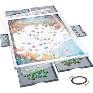 Table de rangement rotative pour puzzles en plastique à 6 tiroirs, 1500 pièces, accessoires pour puzzles, jouet éducatif - Product Image 1