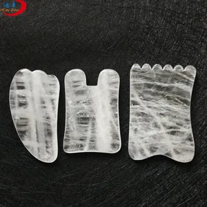 Guasha de cristal em forma de coração, ferramentas de massagem gua sha jade transparente, novo design, 2024