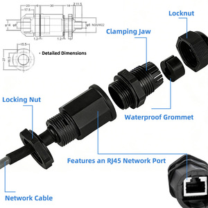 M25 CAT5E Network Shield IP67 Waterproof <strong>RJ45</strong> Ethernet <strong>Connector</strong> Panel Mount with Pigtail Cable Outdoor 25cm - Product Image 4