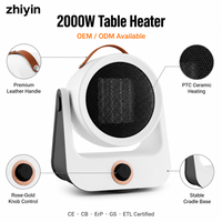 Idéal pour l'hiver, affichage LED, fonction minuterie intelligente compacte, oscillation à 90°, chauffage par ventilateur en céramique pour table