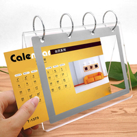 Exhibidor de Calendario Acrílico en Forma de V para Escritorio, Portamenús Acrílico con Páginas Desplegables