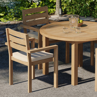 Ensemble de salle à manger d'extérieur en teck massif, moderne, luxueux, durable et imperméable, avec table ronde et chaises pour jardin et cour