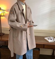 Manteau en laine mi-long pour homme, adapté à l'automne et à l'hiver, style anglais, longueur genoux, manteau long pour homme