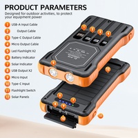 Banco de energía solar Banco de energía USB dual 10000mAh Cargador de batería a prueba de agua Banco de energía portátil Panel solar con luz LED