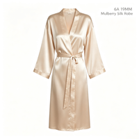 Peignoir long de luxe 100% Soie de Mûrier 19mm, Col en V, Robe de Mariée ou Demoiselle d'honneur en Soie, Logo Personnalisé, Vente en Gros, Cadeau, Vêtement d'intérieur