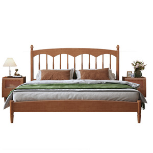 Nordic Solid Wood Windsor <b>Bed</b> 1.8m Platform <b>Double</b> <b>Bed</b> French Retro Wave Bedroom Furniture - Product Image 4