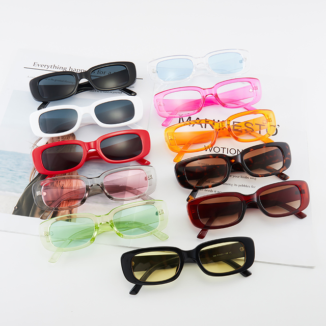 Rectangle Sunglasses Women Retro Driving Glasses 90's Vintage Fashion Narrow Square Frame UV400 Protection