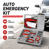 Kit d'outils d'urgence pour voiture avec câbles de démarrage robustes, tournevis, clé à douille, pince, gants de sécurité pour la réparation des panneaux de véhicule