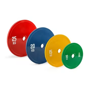 Pasokan pabrik kualitas tinggi 2.5/5/10/15/20/25kg kebugaran Gym berwarna dikalibrasi kompetisi angkat berat pelat baja - Product Image 2
