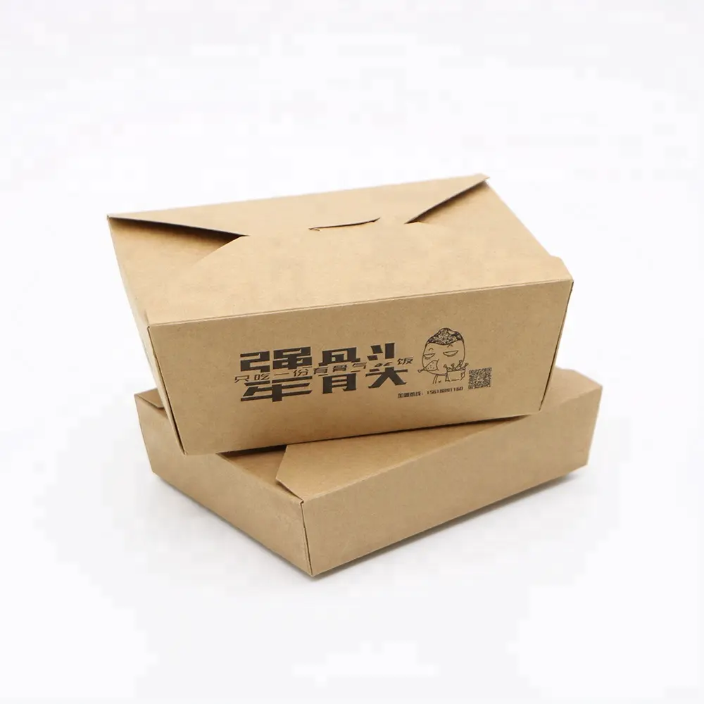 Factory price disposable takeaway brown kraft food paper to go box container for deli