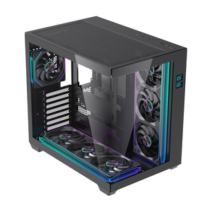 LOVINGCOOL ATX <span class=keywords><strong>PC</strong></span> <span class=keywords><strong>Gaming</strong></span> Case Gamer <span class=keywords><strong>PC</strong></span> Gabinete Chasis Carcasa de escritorio Cajas de computadora de vidrio templado con pantalla de temperatura - Product Image 2