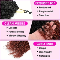 Vente en gros de cheveux synthétiques Yanky Twist pour tresses, 10 pouces, pré-bouclés, volumineux et bouclés