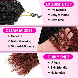 Venta al por mayor <span class=keywords><strong>de</strong></span> <span class=keywords><strong>cabello</strong></span> sintético Yanky Twist para crochet, <span class=keywords><strong>trenzas</strong></span> pre-enlazadas <span class=keywords><strong>de</strong></span> 10 pulgadas, trenzado esponjoso, rizado estilo Yankee Twist - Product Image 5