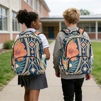 Sac à dos pour ordinateur portable personnalisé, imprimé floral Art déco tropical, 17 pouces, multi-poches, pour l'école, le bureau et les voyages