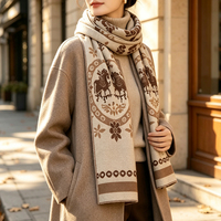Écharpe en fausse laine jacquard de style vintage personnalisée, avec motif décoratif, offrant de la chaleur en hiver