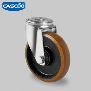 CASCOO 4 pouces PU frein pivotant raccord <span class=keywords><strong>de</strong></span> <span class=keywords><strong>plaque</strong></span> <span class=keywords><strong>de</strong></span> roulette industrielle pour chariots et conteneurs à roulettes - Product Image 5