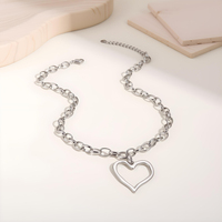 Collier KITI Cœur Contourné Moderne en Métal Mixte, Acier Inoxydable Bicolore, Effet Superposé, Bijou Tendance Romantique