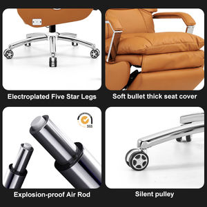 Fauteuil de Bureau Haut de Gamme en Cuir Véritable et Fer, Fauteuil de Patron PDG de Luxe, Fauteuil d'Ordinateur Électrique Inclinable - Product Image 4